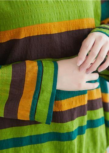 Handmade green striped cotton shirts baggy tunic spring shirts - SooLinen