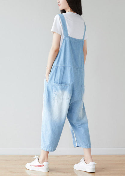 Handgemachte hellblaue Taschen gestreifte Jumpsuits Sommer
