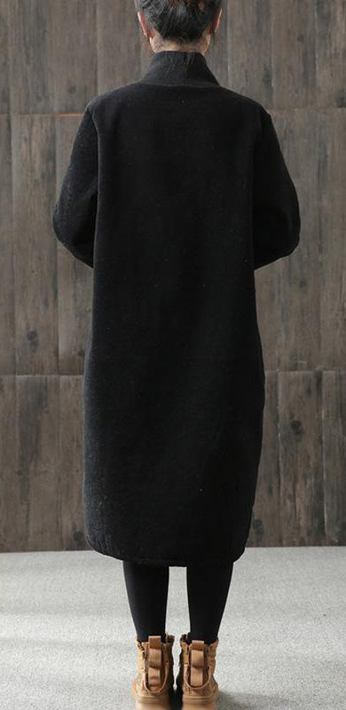 Handgemachte Leinen Tunika Damen Besticktes Rollkragen Winter Baumwolle Midi Kleid