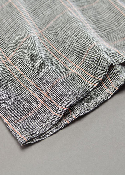 Handgemachte Leinenkleider 18. Jahrhundert Dunkelgrau Leinen kariert Lässiges Herbsthemdkleid