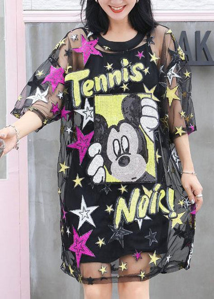 Handmade o neck dresses Neckline black tulle Dress summer - SooLinen