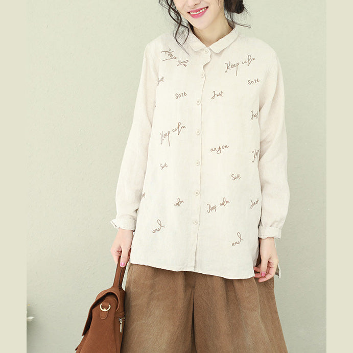 Handgemachte seitlich offene Leinentunika in Übergröße Tutorials nackte Leinenhemden Revers