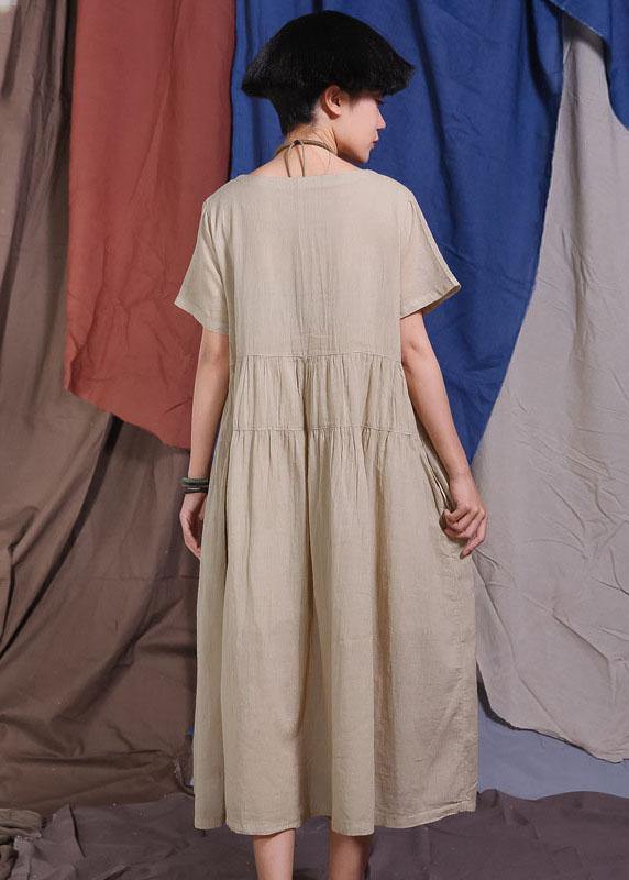 Handmade white big hem cotton linen Robes Cinched waist Maxi summer Dresses - SooLinen