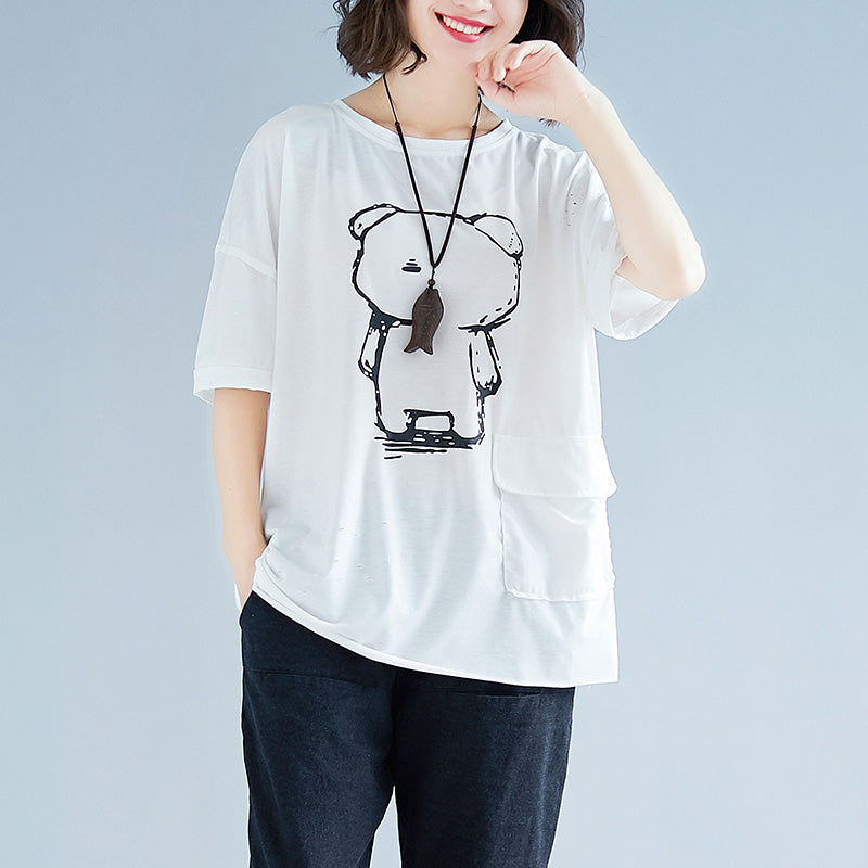 Handgemachte weiße Baumwollkleidung für Frauen in Übergröße, Modeideen, Fledermausärmel, Rundhalsausschnitt, Midi-Tops