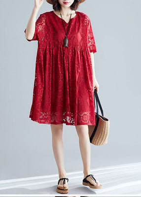 Handgemachte schwarze Sommer-Urlaubskleider aus ausgehöhlter Spitze