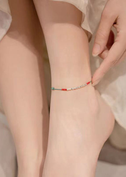 Pulsera de plata de la buena suerte con bambú tejido a mano