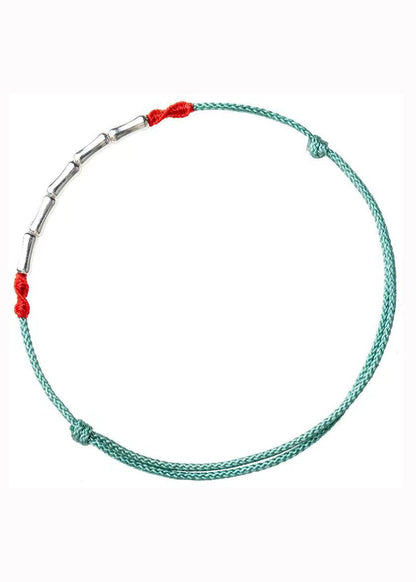 Pulsera de plata de la buena suerte con bambú tejido a mano
