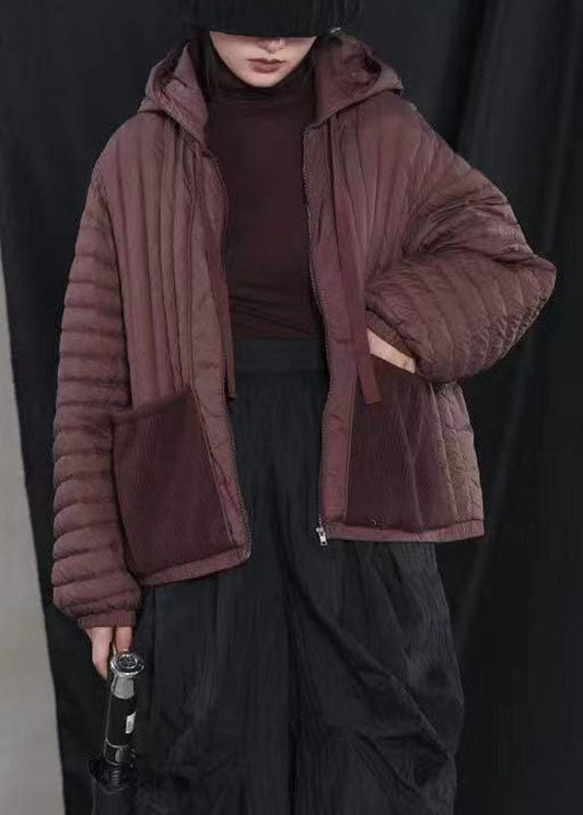 Heißer schwarzer Kapuzentaschen Warmer Winter-Daunenmantel