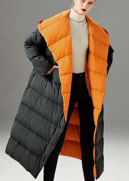 Heiße dunkelgraue, lose Winter-Entendaunenmäntel mit Kapuze