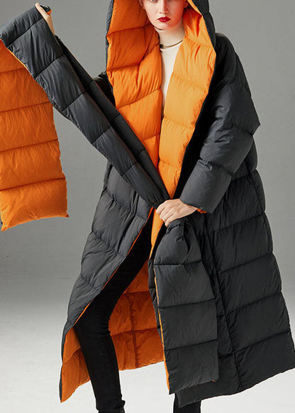 Heiße dunkelgraue, lose Winter-Entendaunenmäntel mit Kapuze