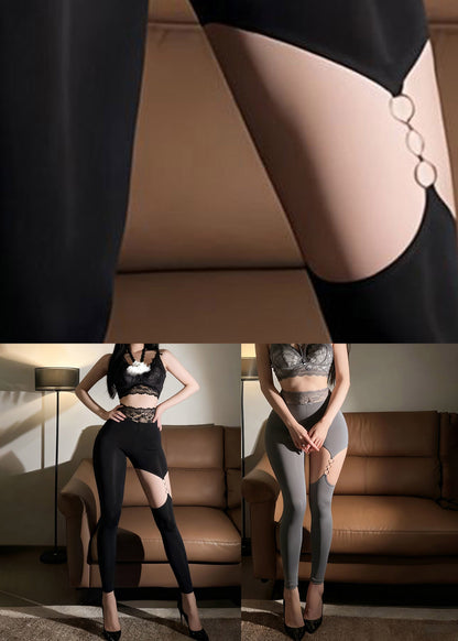 Impact Black High Waist Hollow Out Sports Bra And Leggings Set Suit