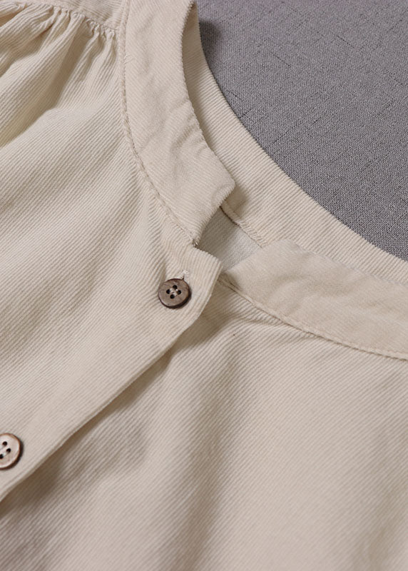 Italienischer Beige Cord-Cardigan mit Knöpfen, Frühling