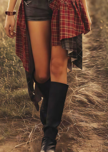 Italian Black Asymmetrical Patchwork Denim Shorts Skirt Summer