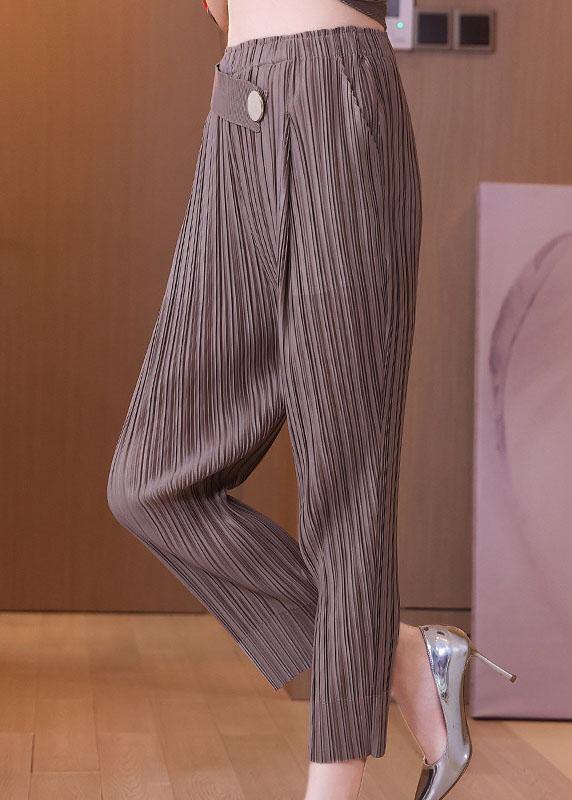 Italian Black Elastic Waist Button Harem  Pants - SooLinen