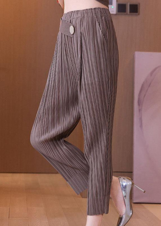 Italian Black Elastic Waist Button Harem  Pants - SooLinen