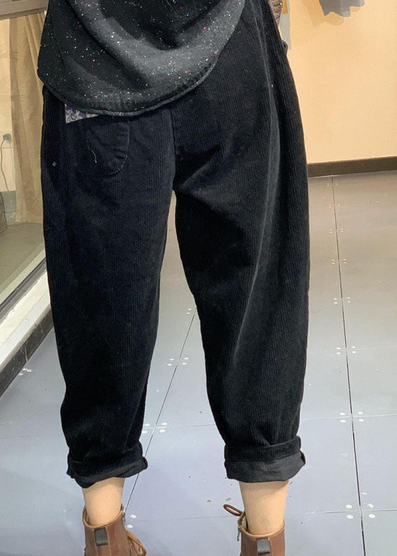 Italienische schwarze Patchwork Cordhose Frühling