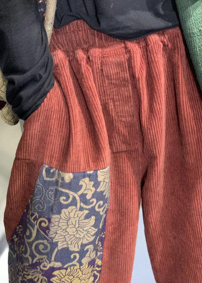 Italienische schwarze Patchwork Cordhose Frühling