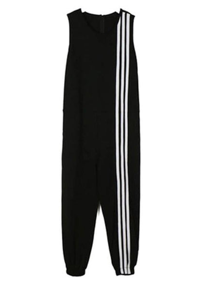 Italian Black Sleeveless Casual Rompers Summer - SooLinen