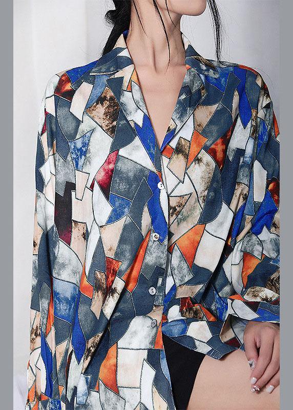 Italian Colorblock Peter Pan Collar Long sleeve UPF 50+ Shirt Tops Summer - SooLinen