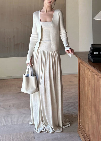 Italian Green Woolen Knit Three Piece Set Women Clothing Spring