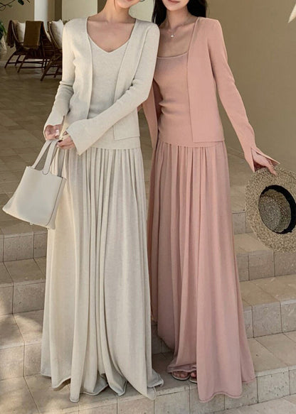 Italian Green Woolen Knit Three Piece Set Women Clothing Spring