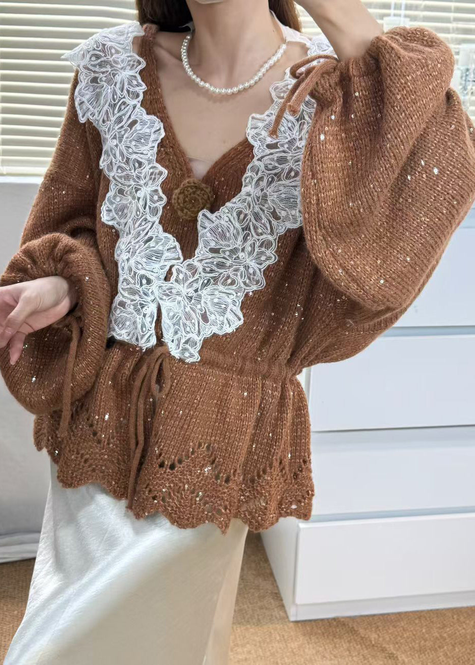 Italienisch-graues Patchwork-Strickset für Damen, 2-teilig, Frühling