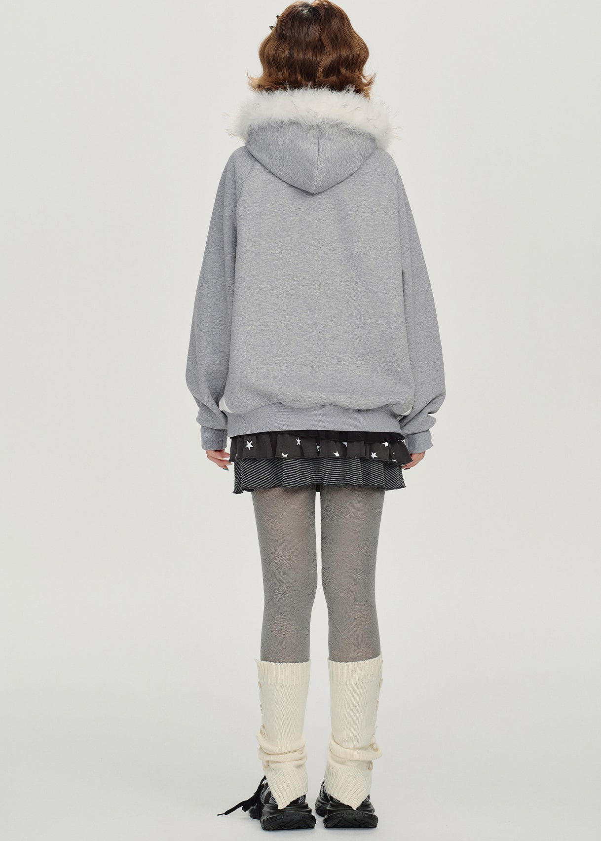 Sudadera de algodón con capucha y estampado gris italiano para invierno