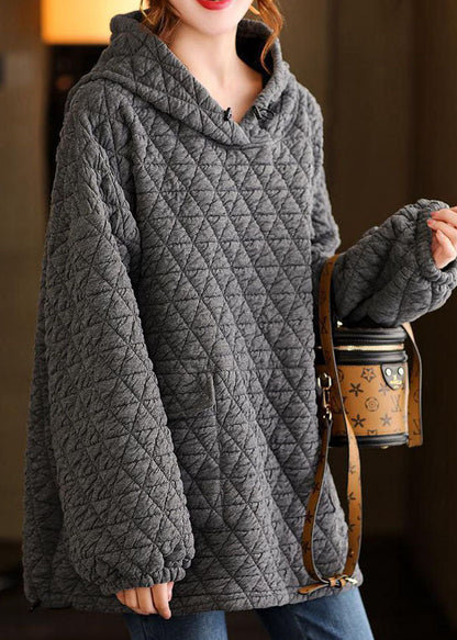 Italienisches graues dickes Sweatshirt mit Kapuze für den Winter