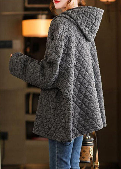 Italienisches graues dickes Sweatshirt mit Kapuze für den Winter