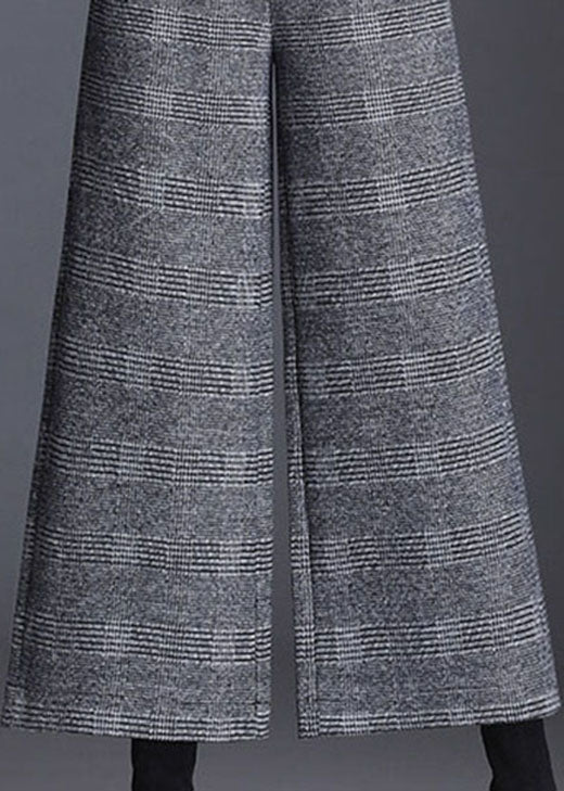 Italienische grau karierte Taschen lässige gerade Herbsthose