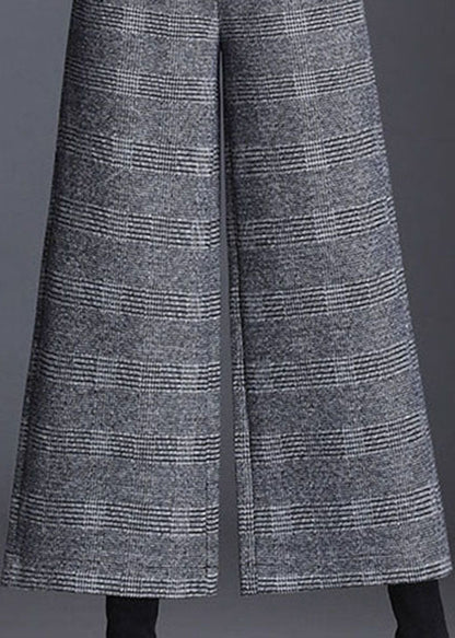 Italienische grau karierte Taschen lässige gerade Herbsthose