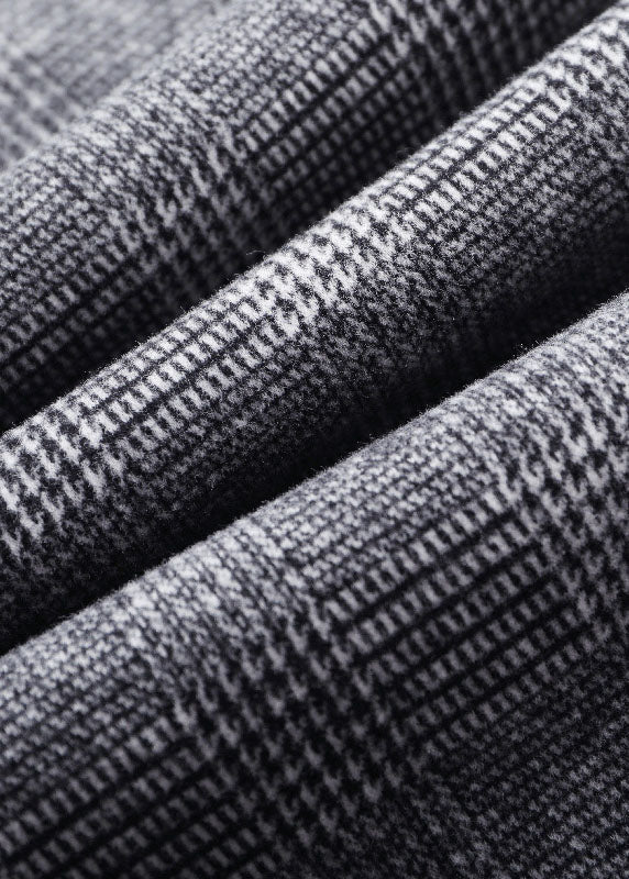 Italienische grau karierte Taschen lässige gerade Herbsthose