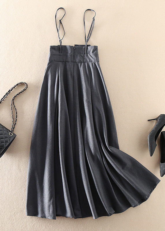 Italienische graue faltige Seidenkleider mit Reißverschlusstaschen