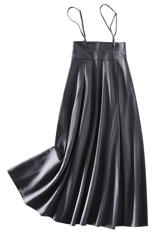 Italienische graue faltige Seidenkleider mit Reißverschlusstaschen