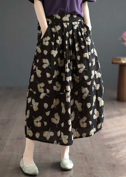 Italienische Maxiröcke mit hoher Taille und Khaki-Print