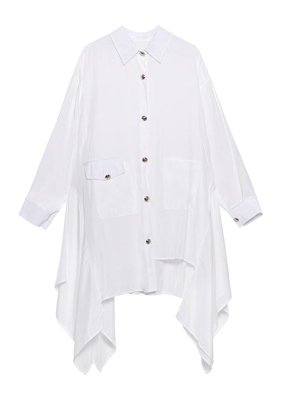 Italian Lapel Asymmetric Spring Blouse Neckline Black Top - SooLinen