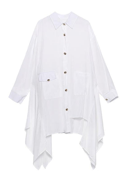 Italian Lapel Asymmetric Spring Blouse Neckline Black Top - SooLinen