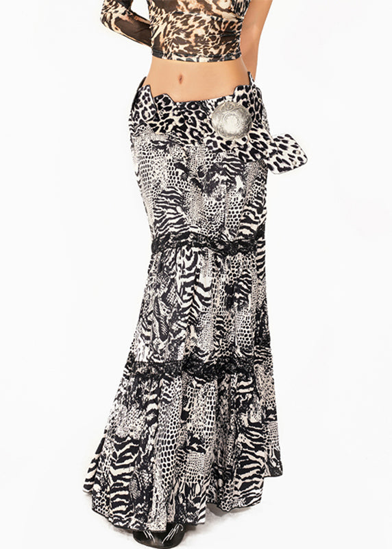 Italian Leopard Print High Waist Fishtail Skirt