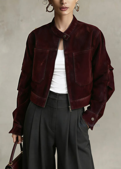 Italian Mulberry Oversized Pockets Corduroy Coats Spring