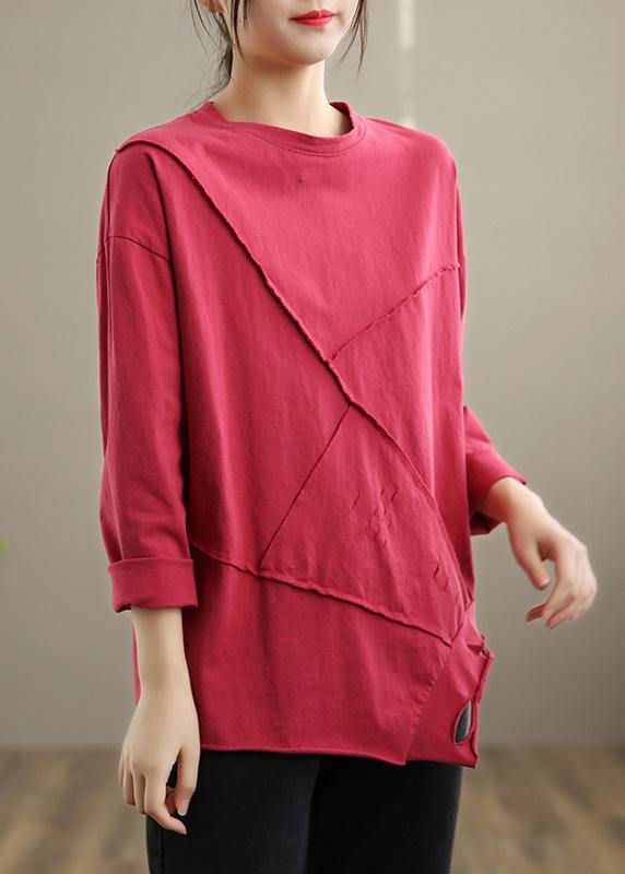 Italian O Neck Hole Spring Tops Women Blouses Cotton White Tops - SooLinen