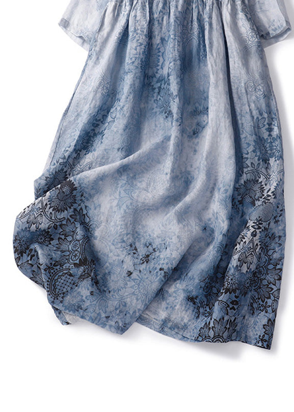 Vestidos largos de verano de lino con cordón y patchwork con estampado naranja italiano