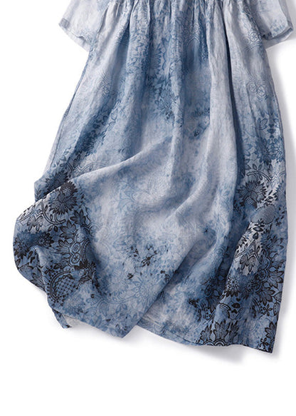 Vestidos largos de verano de lino con cordón y patchwork con estampado naranja italiano