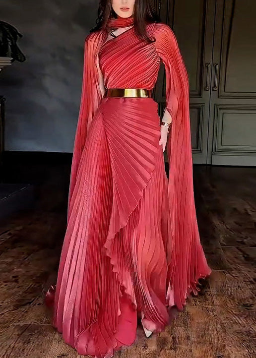 Italian Pink Asymmetrical Design Silk Maxi Dresses Spring