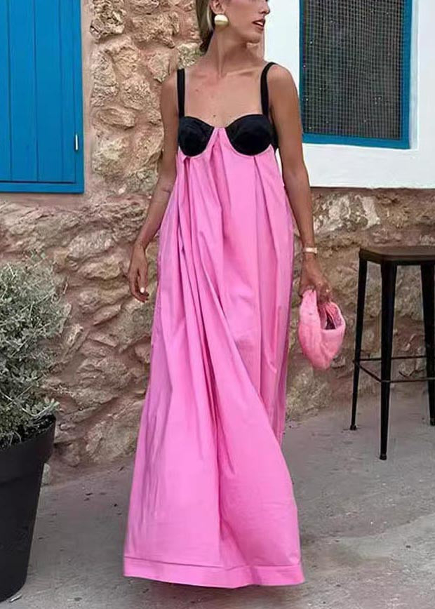 Italian Pink Bustier Top Patchwork Cotton Party Dress Summer