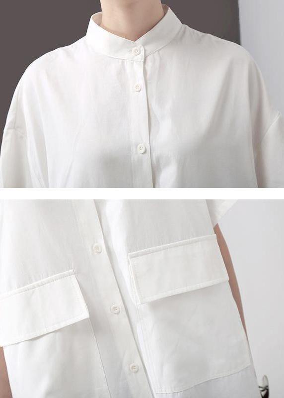 Italian Plus Size Patchwork Lace White Short Sleeve Women Blouse - SooLinen