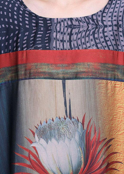 Italian Print Silk asymmetrical design Wide Leg Two Pieces Set - SooLinen