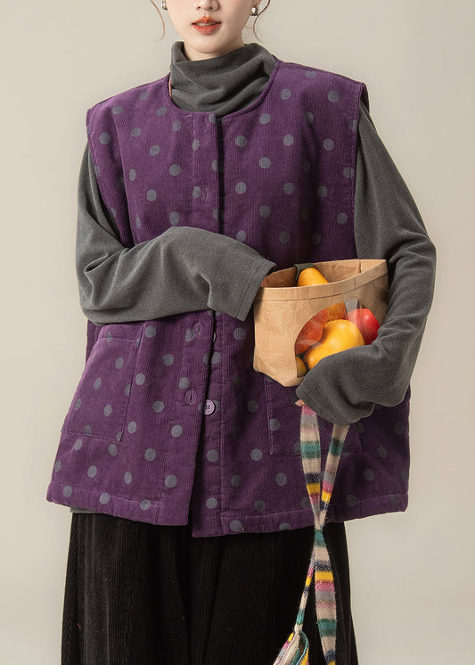 Dreiteiliges Set aus italienischem lila Cord (Weste, Hose und T-Shirt) für den Winter