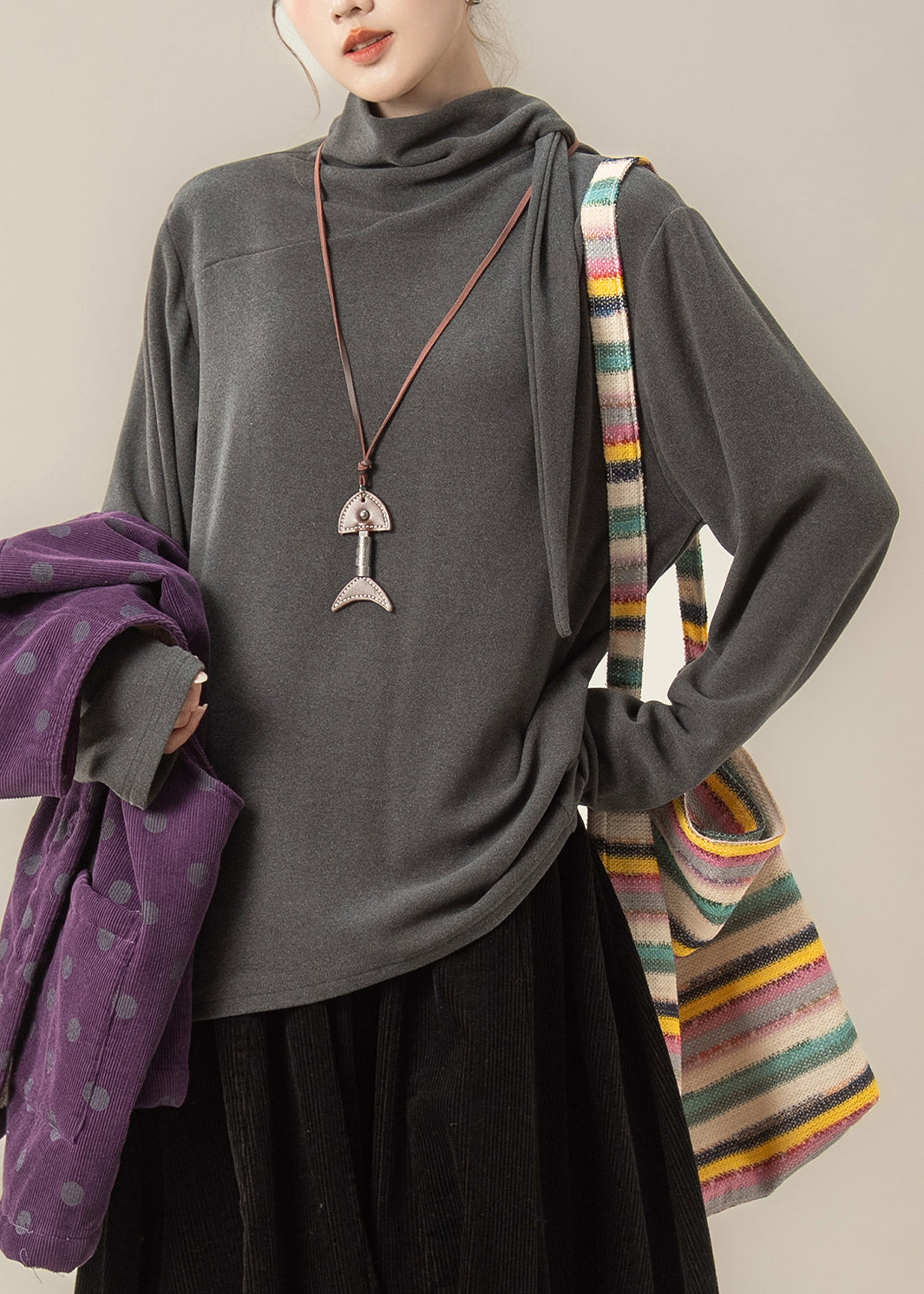 Conjunto de tres piezas de chaleco, pantalón y camiseta de pana morada italiana para invierno.