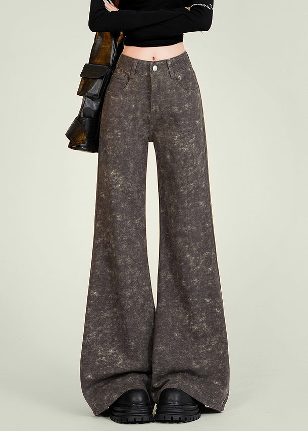 Italienische Batik-Jeans mit Taschen, hoher Taille und ausgestelltem Schnitt, Frühling