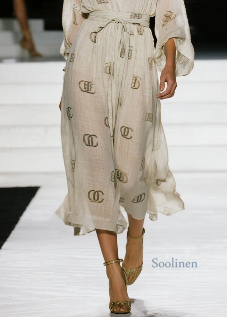 Vestidos de algodón con cuello en V, estampados y cordones italianos para primavera